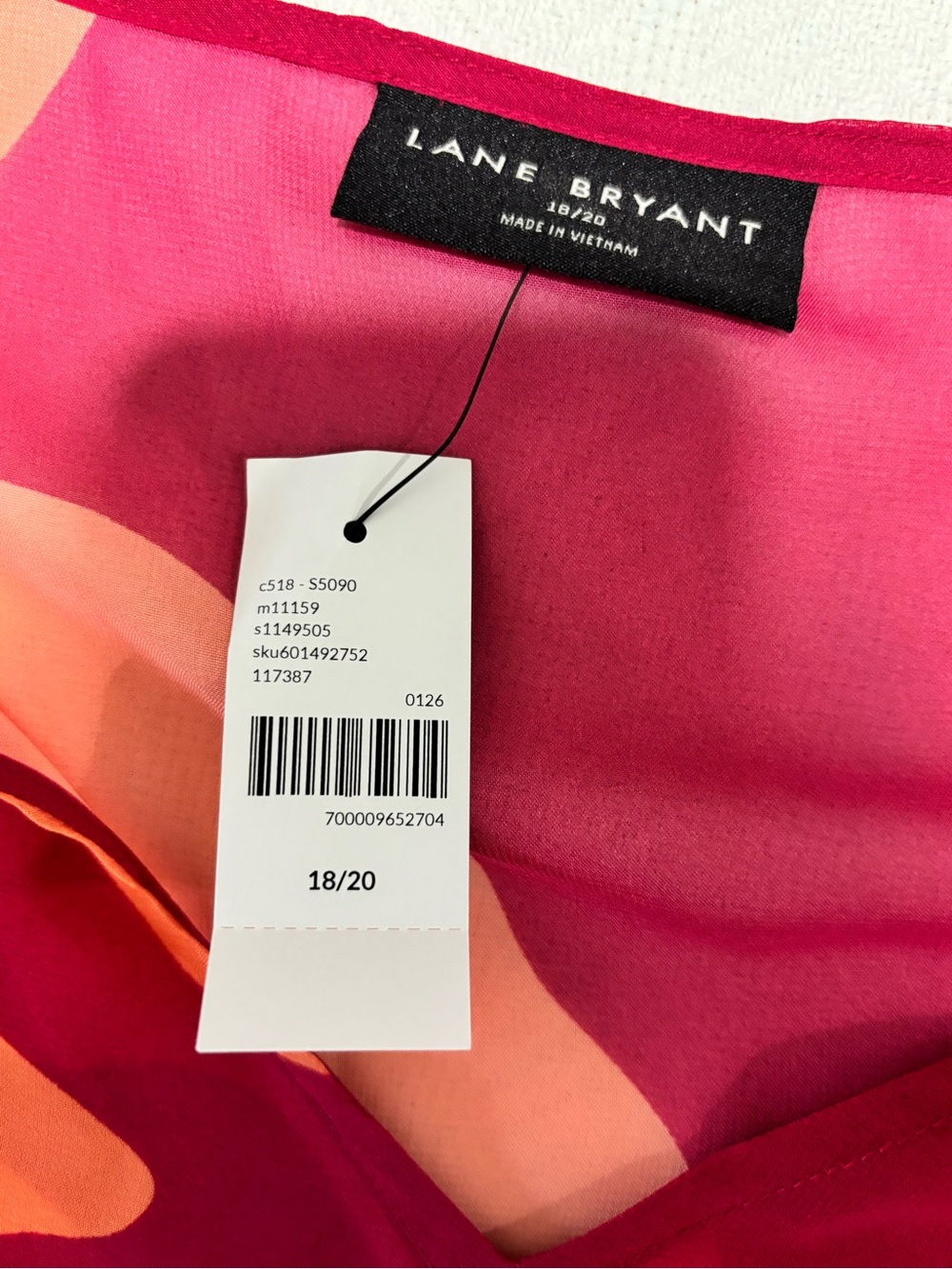 Lane Bryant Magenta & Orange V-Neck Swim Cover-Up Tunic with Drawstring - Picture 6 of 10
